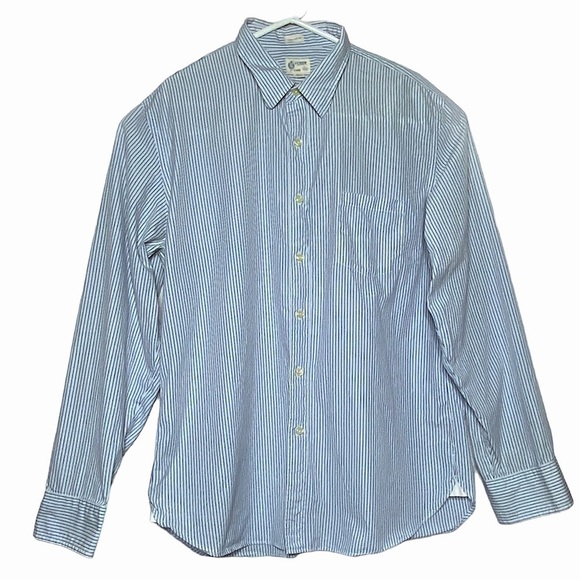 J. Crew Mens Shirt Long Sleeve Button Up Dressy Casual Preppy Pinstripe Blue XL - Picture 1 of 13